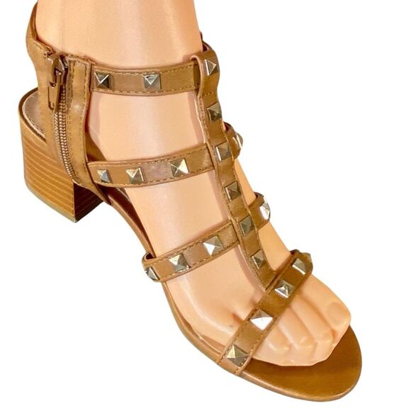 Sugar Studded Strappy Gladiator Sandals Womens Size 6.5 Side Zip Block Heel - Picture 4 of 9